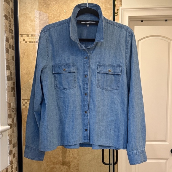 Karl Lagerfeld Tops - Karl Lagerfeld Classic Blue Denim Jacket size L